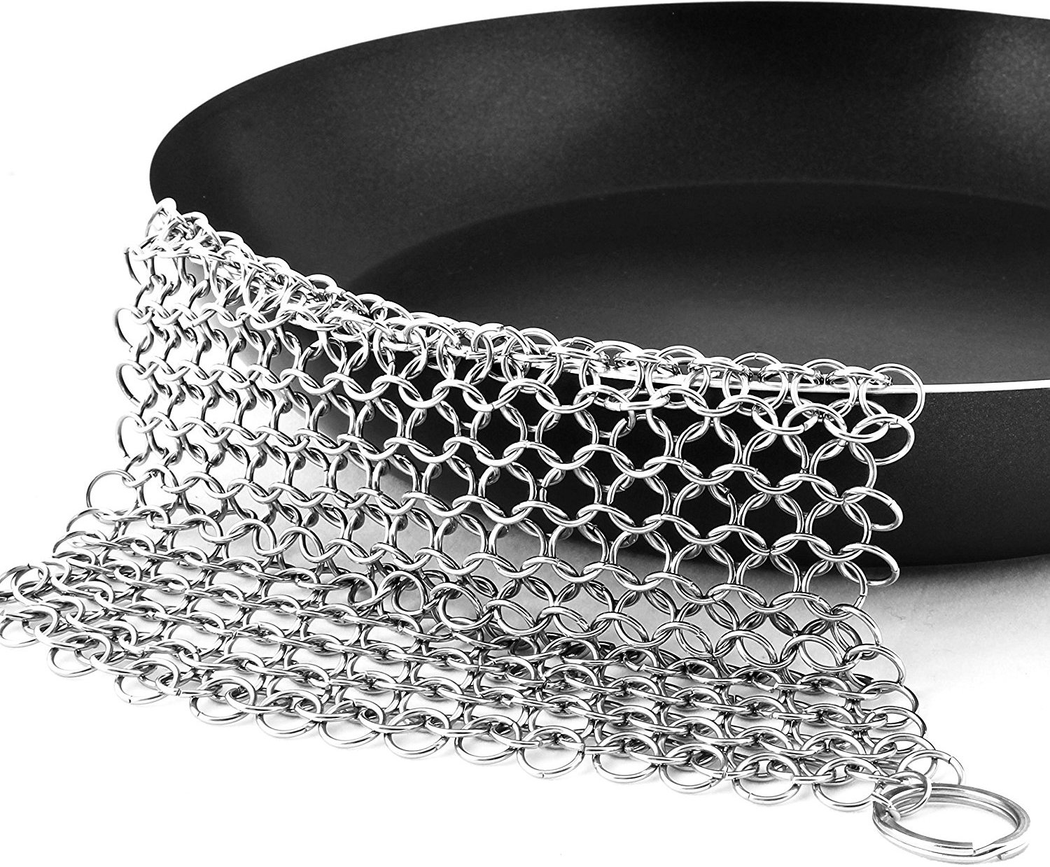 Stainless-Steel Chainmail Scrubber for Cast-iron Cleaner, Skillet, Pan, Griddle and Wok by Utopia Kitchen