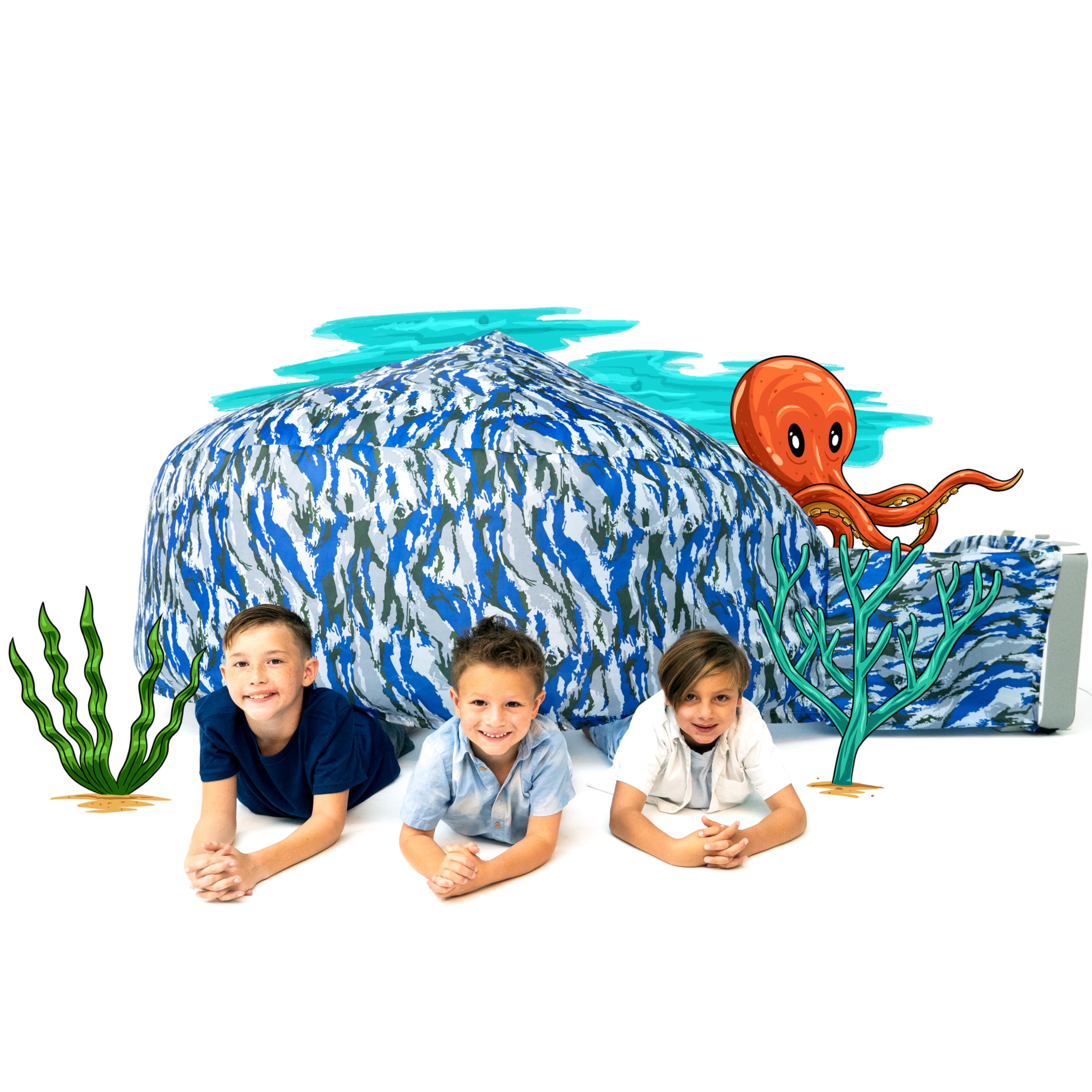 Photo 1 of The Original AIR FORT Build A Fort in 30 Seconds, Inflatable Fort for Kids (Ocean Camo)