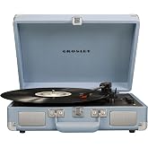 Crosley CR8005F-TN Cruiser Plus Record Player, Tourmaline | 3-Speed Turntable, Bluetooth In / Out, Built-in Stereo Speakers, Isolated Internal Speakers Minimize Vibration