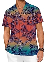 LuckLemocor Hawaiian Shirt Mens Vacation Casual