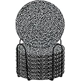 ABenkle 8 Pcs Drink Coasters with Holder, Cotton Woven Absorbent Coasters for Drinks, Minimalist Home Decor Coaster Set for Wooden Tabletop Protection Table, 4.3 inches