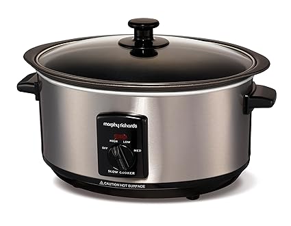 Morphy Richards Slow Cooker 48701 in Edelstahl mattiert, 3,5l mit Schmorfunktion