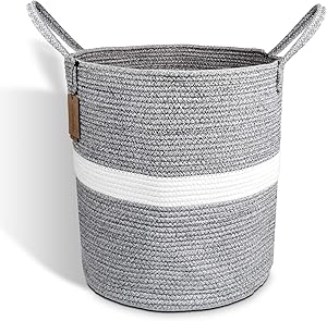 HEYPORK Laundry Hamper Woven Cotton Rope Large Clothes Hamper 18