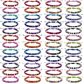 Ecally 48 Pcs Friendship Bracelets Bulk Boho Stackable Woven Bracelets for Women Colorful Hippie Boho Party Favors Friends Gifts for Coworkers, Birthday, Beach Vacation, Christmas Stocking Stuffers