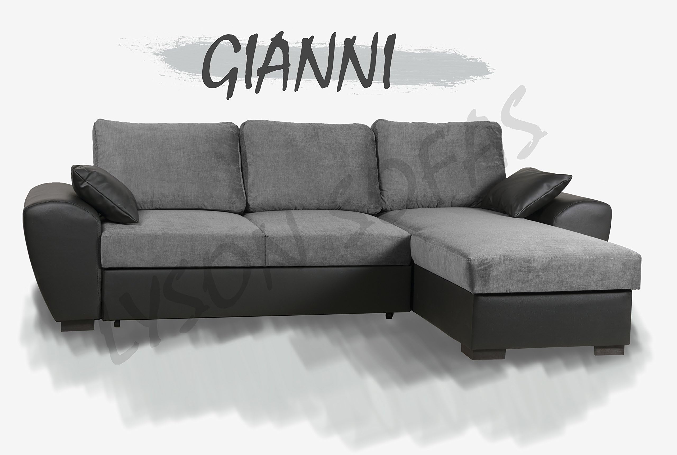 Lyson Sofas 24 GIANNI GIANI CORNER SOFA BED FABRIC WITH STORAGE (Graphite, Right Hand Corner)