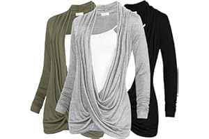 Free to Live 3 Pack Long Sleeve Nursing Tops Breastfeeding Shirts Cardigan Sweaters for Women Lightweight Postpartum Clothes