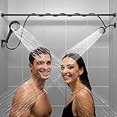 NTPN Dual Shower Head with Handheld for Couples: High Pressure Double Shower Heads for Two People - Adjustable Two Showerhead System with 3 Flow Settings Fits 2 Person Bathroom (Black)