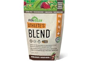 Iron Vegan Athlete's Blend Protein Powder Natural Chocolate, Assists in Building Lean Muscle Tissue. With 32g of Plant Protei