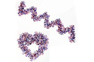 ALBLINSY 2 Pack Independence Day American Flag Tinsel Garland, 13ft Red,White,Blue Patriotic USA Flag Hanging Garlands Twist Tinsel Decoration for 4th of July Memorial Day Holiday Party Outdoor Décor