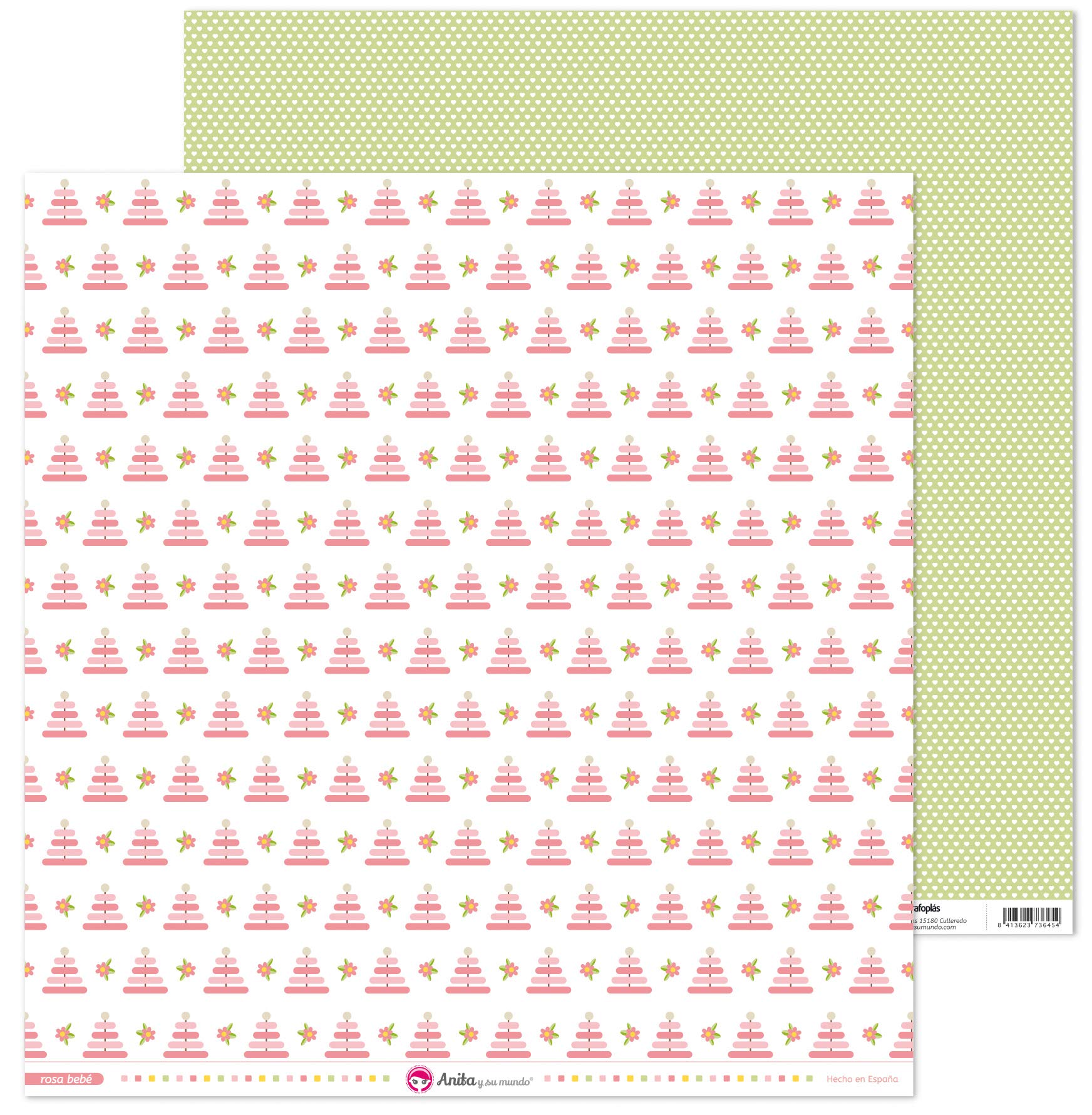 Anita and Su Mundo Pink Collection Baby Scrapbooking Papers, Paper, 12 x 12 Inches