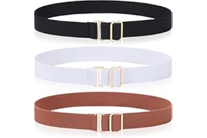 Kajeer Kids Belt for Girls,3 Pack Stretch Belts Invisible Adjustable Gold Buckle Toddler Youth Belt for Uniform Casual
