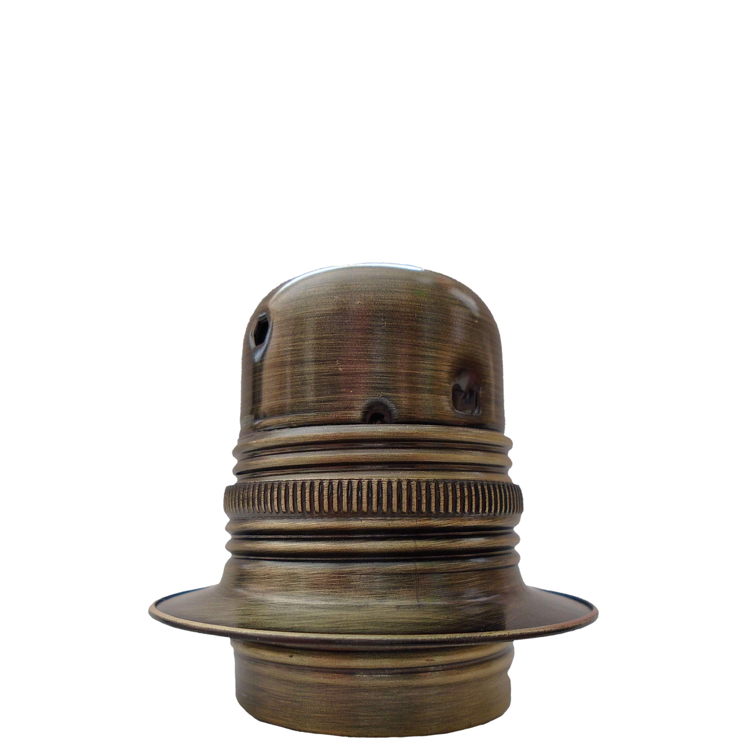 Edison Screw (E27) Metal and Ceramic Earthed Lampholder in Antique Brass Finish