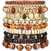 ChungLong0593 Boho Multilayer Crystal Bead Bracelets for Women Handmade Colorful Wooden Beads Stretch Beach Jewelry String Charm Bracelet