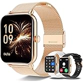 Smart Watch for Women Men 3 Bands (Answer/Make Calls) 1.85" HD Fitness Tracker Smartwatch for Android iPhone with Steps Tracking/Heart Rate/Sleep Monitor, 120+ Sports Modes IP68 Waterproof, Rose Gold