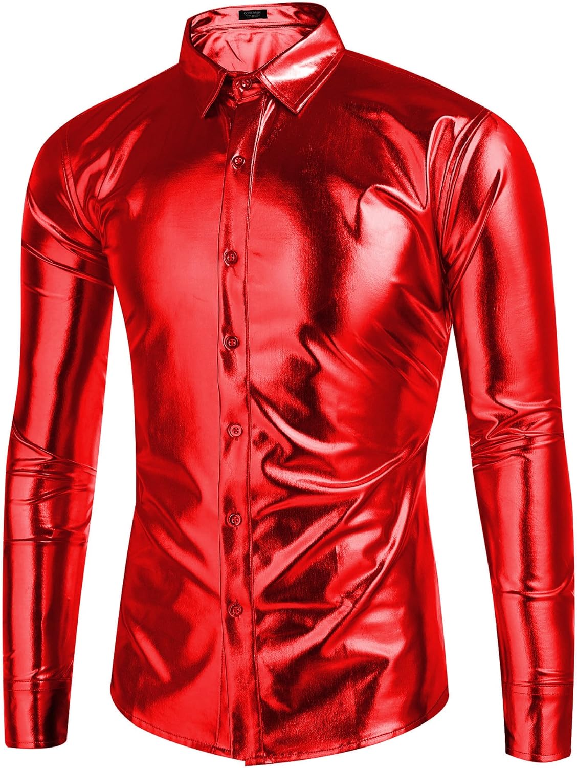 COOFANDY Men's Metallic Shiny Nightclub Slim Fit Long Sleeve Button Down Party Shirts at  Men’s Clothing store