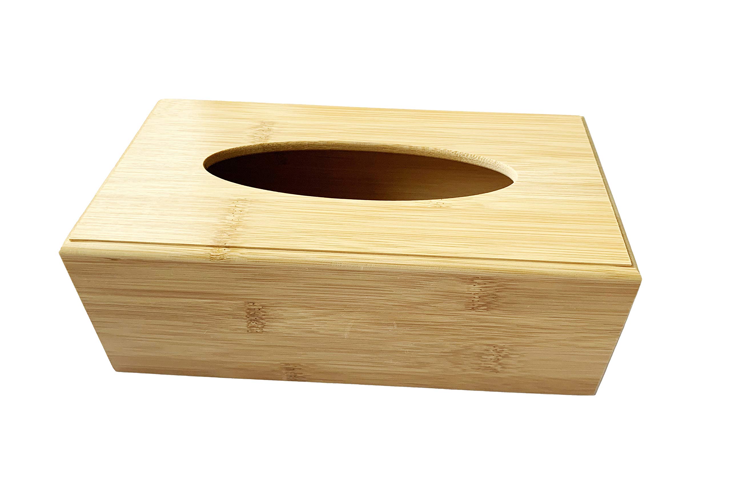 Natural Bamboo Wooden Tissue Dispenser Box Rectangle Tissue Holder Standard Tissue Box Cover - Large Wipe Dispenser Wet Wipe Case Baby Wipe Holder - Napkin Holder for Table