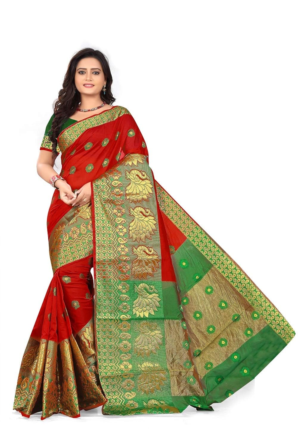 anghan brothers cotton saree with blouse piece