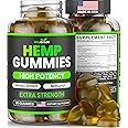 Hemp Gummies - Extra Strength for Peace & Relaxation - Infused with Pure Hemp Oil, Ashwagandha, L-Theanine - Tasty Relaxation Supplement - Natural Relief - 90 Ct - Made in USA - Green Apple Flavor