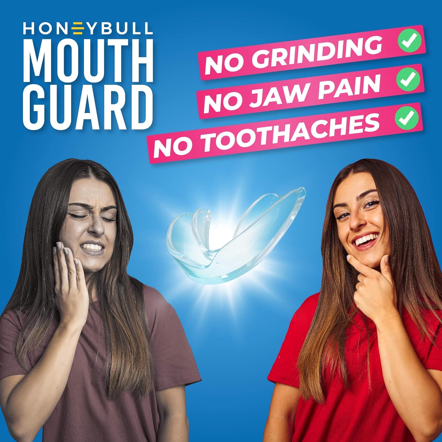 HONEYBULL Mouth Guard for Grinding Teeth [6 Pack - Thick] for Clenching at Night, Whitening & Sports : Beauty