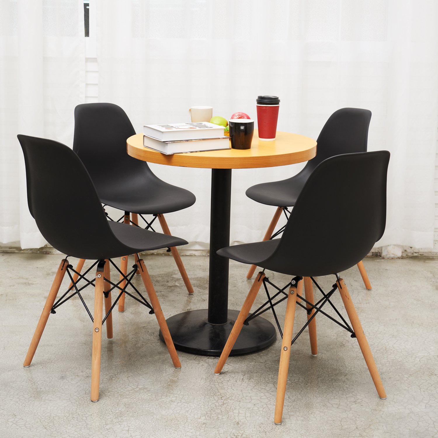 4er Schwarz Wohnzimmerstuhl Esszimmerstuhl Bürostuhl Designer