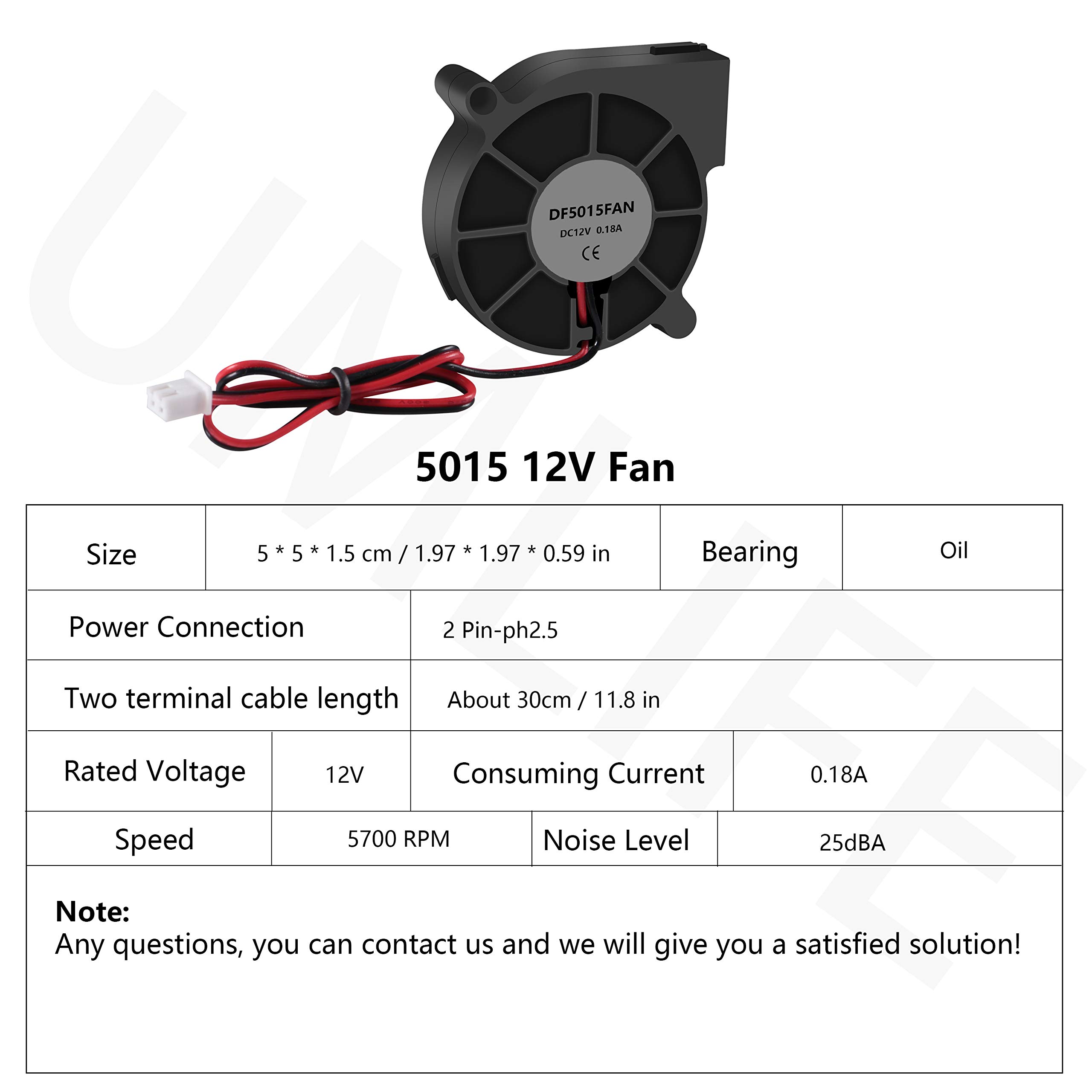 thumbnail image 2 of GDT 12V 50mm Turbo Cooling Blower Fan 5015 (50x15mm) For 3D Printer RepRap - 4 Pack 2 of 5