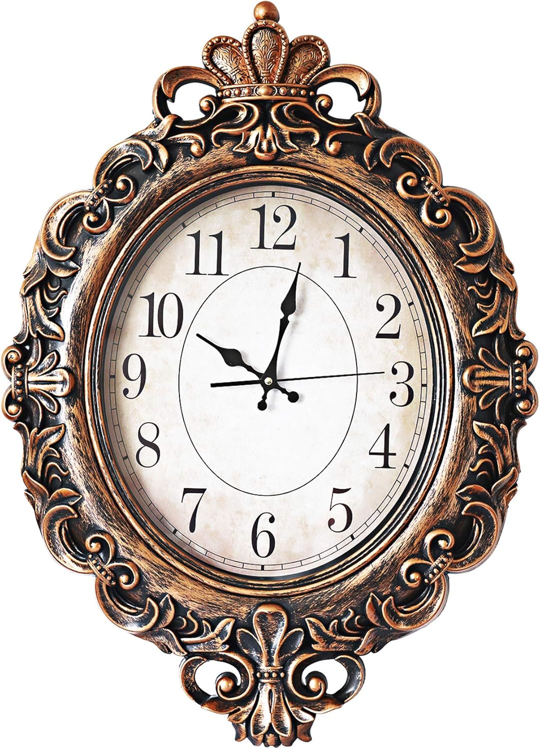 ufengke European Vintage Oval Wall Clock Bronze Color Large