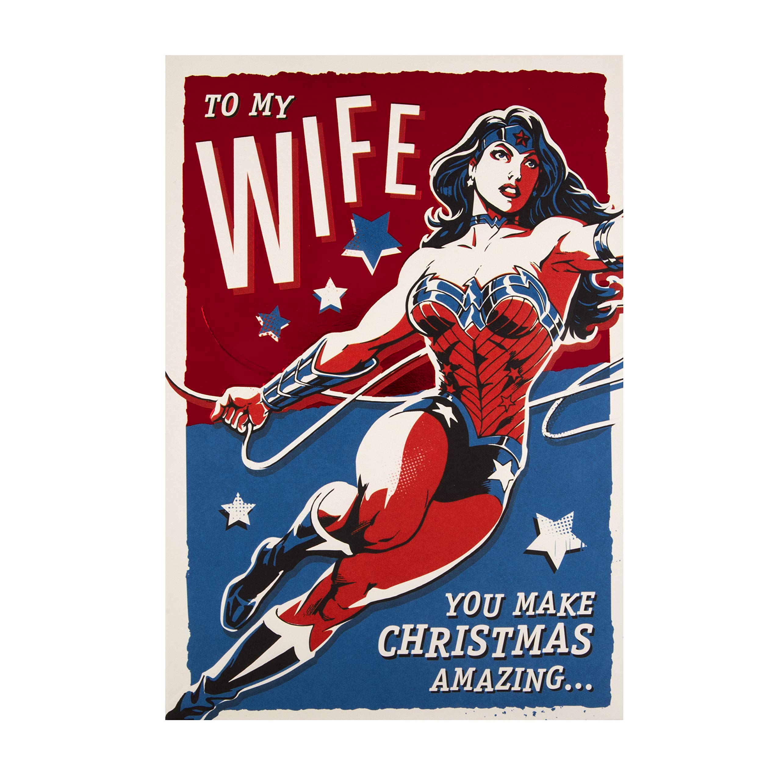 Christmas Card for Wife from Hallmark - DC Comics Wonder Woman Design