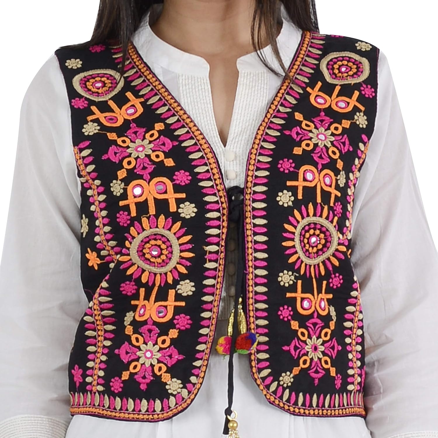 Buy Trendish Women's Embroidered Waistcoat (Trendish_Koti_28_Black