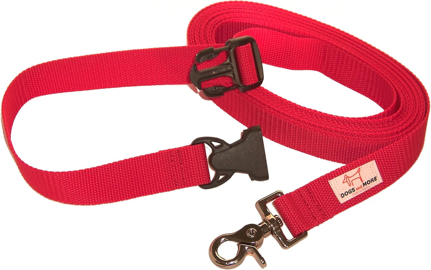 DOGS and MORE - EXTENDABLE Tracking / Training / Recall Leash with RELEASABLE wrist strap - 5 Meter (Red, 25 mm wide)