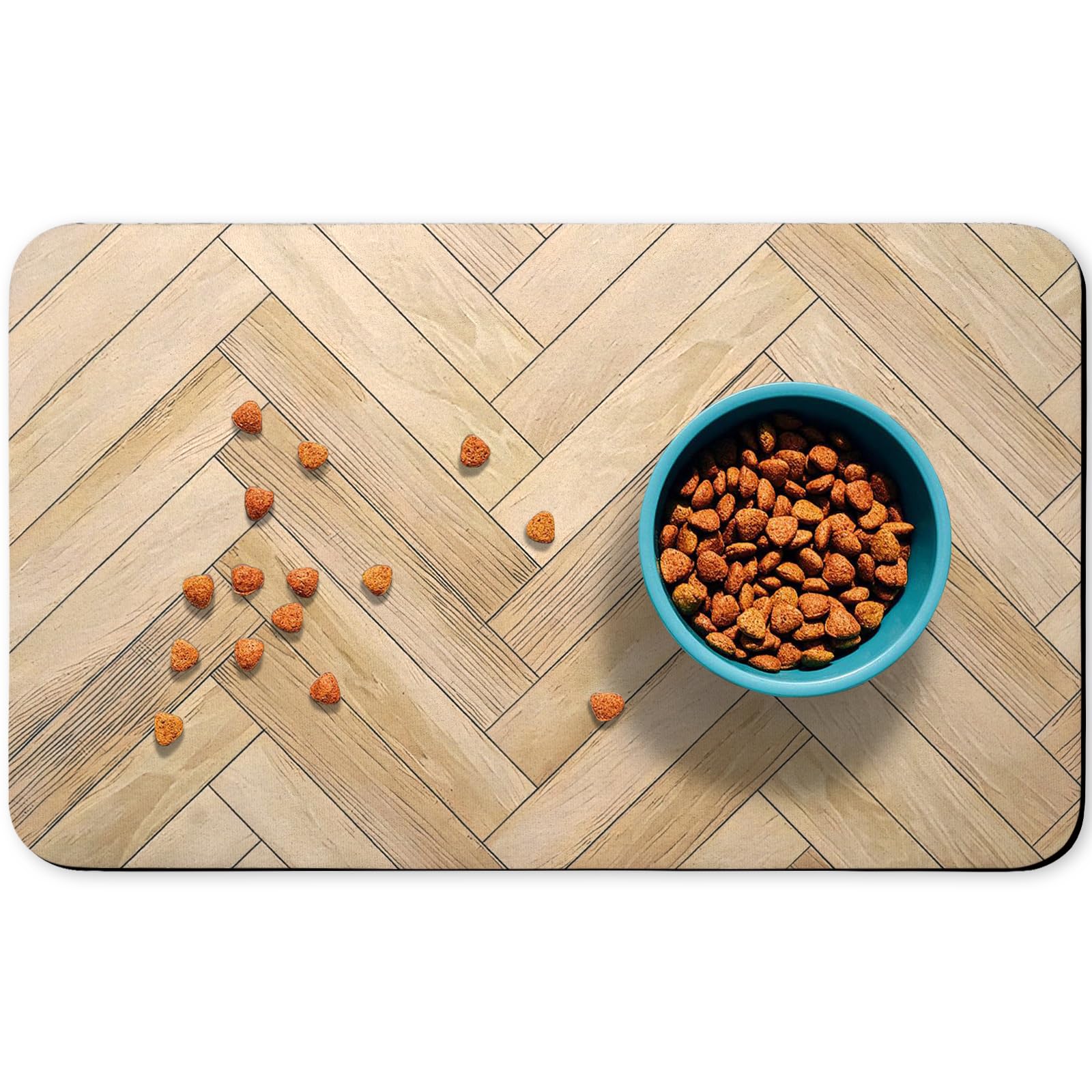Photo 1 of Dog Food Mats for Floors Waterproof, Dog Cat Water Bowl Mats Pet Feeding Absorbent Mat Dog Cat Pet Placemats for Food and Water Wood 17 * 30 inch