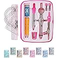 Mr. Pen- Geometry Set, 13 pcs, Compass for Geometry, Protractor Set, Geometry Kit Set with Shatterproof Storage Box, Geometry Kit, Drawing Tools, Drafting Set, Drafting Tools & Drafting Kits (Pink)