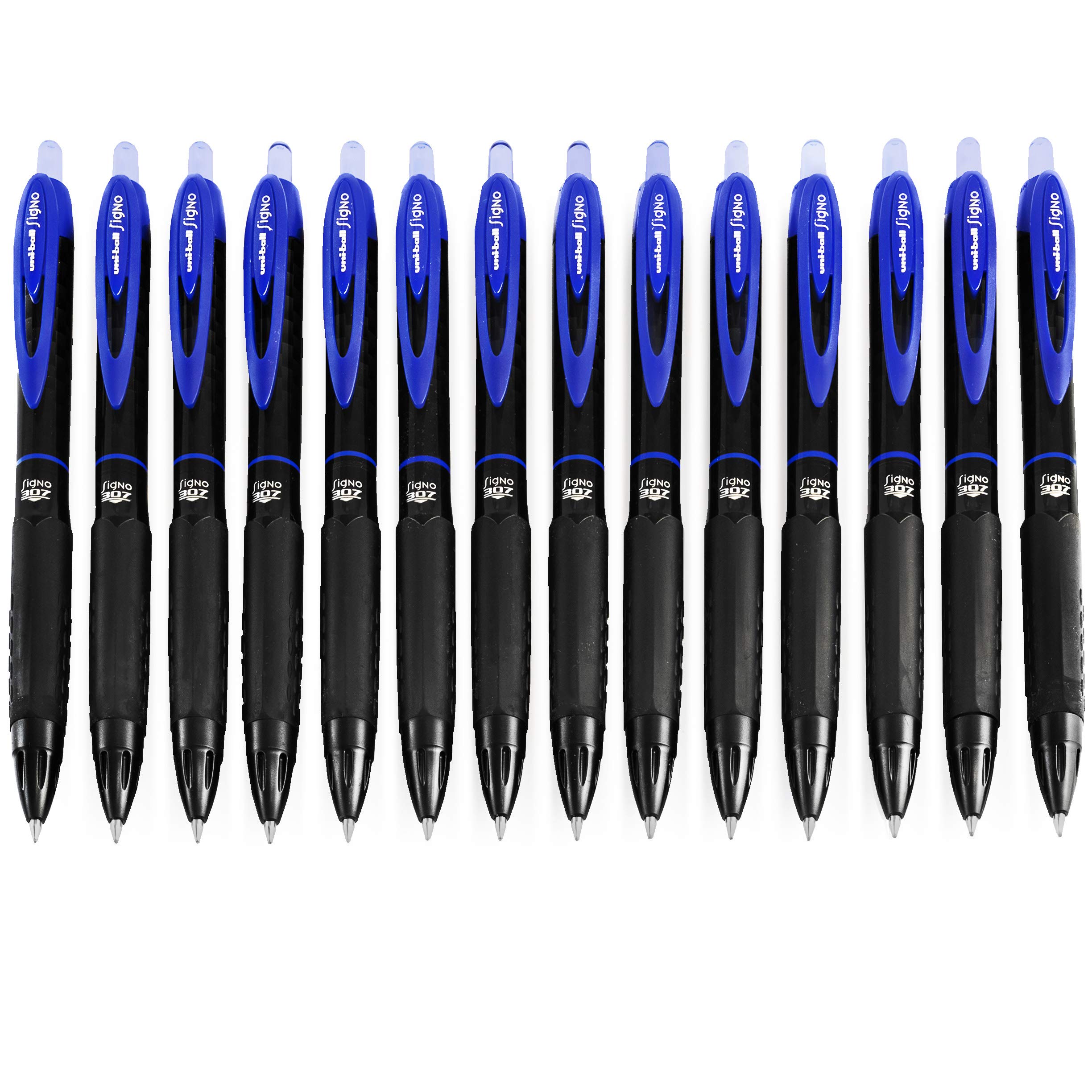 uni-ball Signo UMN-307 - Fine Retractable Rollerball Pen - Blue - Pack of 14