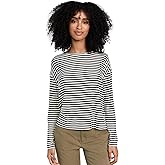 Vince Women's Striped Long Sleeve Drop Shoulder Top