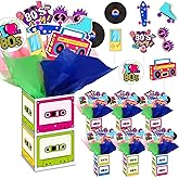 Weekgrat 6 Sets 80's Retro Party Decorations 80's Centerpieces Retro Hip Hop Table Toppers with Cassette Tape Box 1980's Cutouts and Sticks for Shower Party Birthday Decor