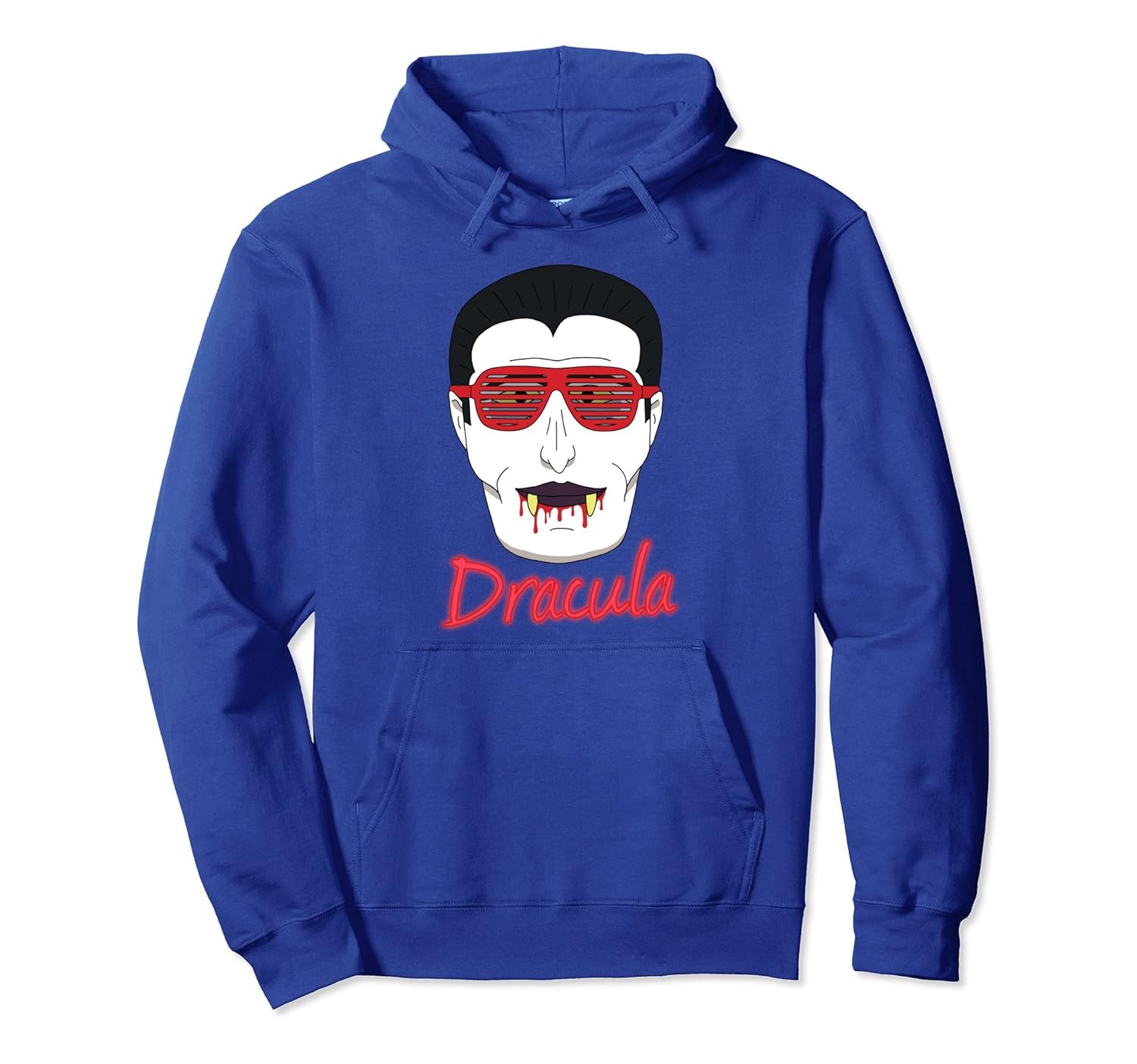 Vampire Halloween Costume Hoodie Neon Retro Dracula Glasses-Rose