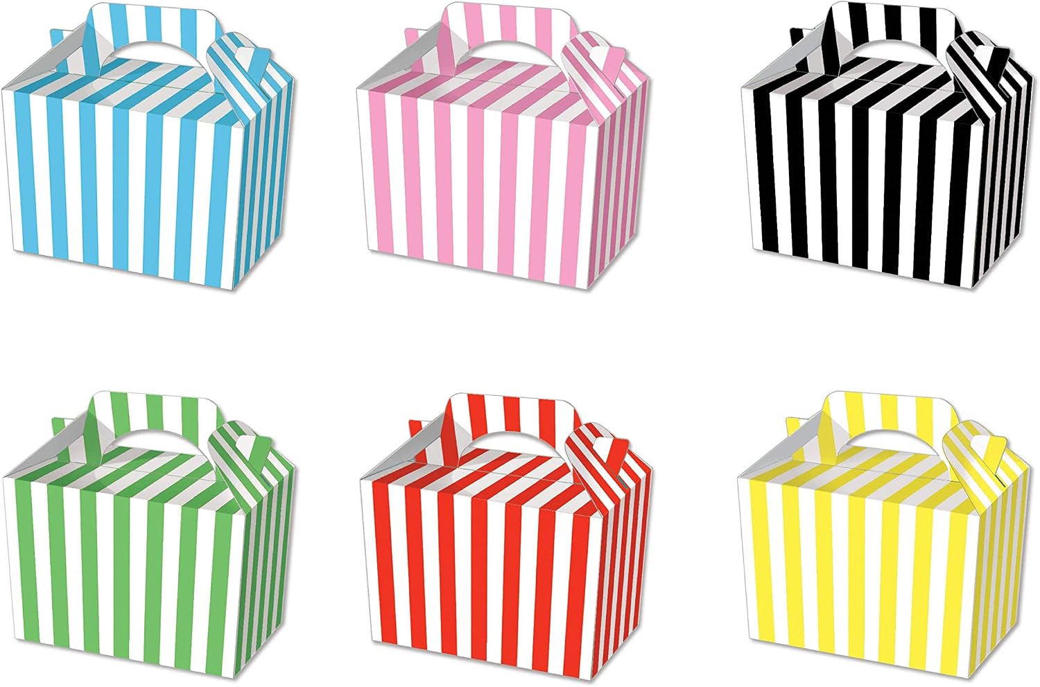 Lotus 20-Pack Stripe Design Children/Kids Party Boxes-Carry Food,Meal Fun Picnic,Birthday Celebration,Wedding Favour,Party Box Loot Bag Assortment(Mixed Colors) for Memorable & Joyful Festive Events