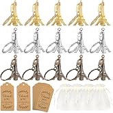 15Sets Paris Keychains Eiffel Tower Souvenirs for Birthday Decorations | 3 different color, alloy material, Paris themed parties souvenirs gifts birthday gift and travel celebrations