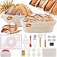 PeacePeo Sourdough Bread Baking Supplies, Sourdough Starter Kit for Bread Making Includes 10" Round & Oval Banneton Bread Proofing Basket with Liners Sourdough Kit for Making Baking Fermentation