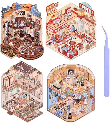 Scene Sticker Crafts 6 Sets DIY 3D Sticker Activity Books - Miniature ...