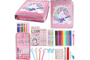 Leeche Fruit Scented Markers Set 44 Pcs Filled Stationery with Unicorn Pencil Case,Art Supplies for Kids Ages 4-6-8, Perfect Unicorn Gifts for Girls,Assortment Marker Pencil Gel Pen Coloring