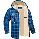 EKLENTSON Mens Winter Jacket Sherpa Lined Flannel Shirt Heavy Warm Coat Fleece Casual Button Down Cotton Plaid Hoodies