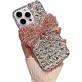 iFiLOVE for iPhone 17 Pro Case Girls Women, 3D Luxury Sparkle Bling Diamond Glitter Crystal Rhinestone Bowknot Protective Case Cover for iPhone 17 Pro