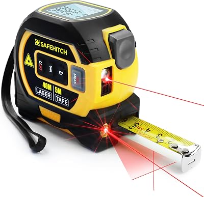 SAFEHITCH 3-in-1 Tape Measure Laser Measure Cross Line Digital LCD 40M 5M