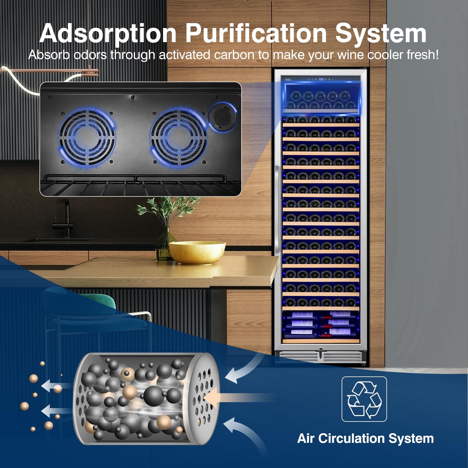 Velieta Upgraded 190 Bottles Wine Cooler Refrigerator,24 Inch Wide Wine Fridge with Professional Temperature Control System, Freestanding or Built-in installation, Quiet Operation