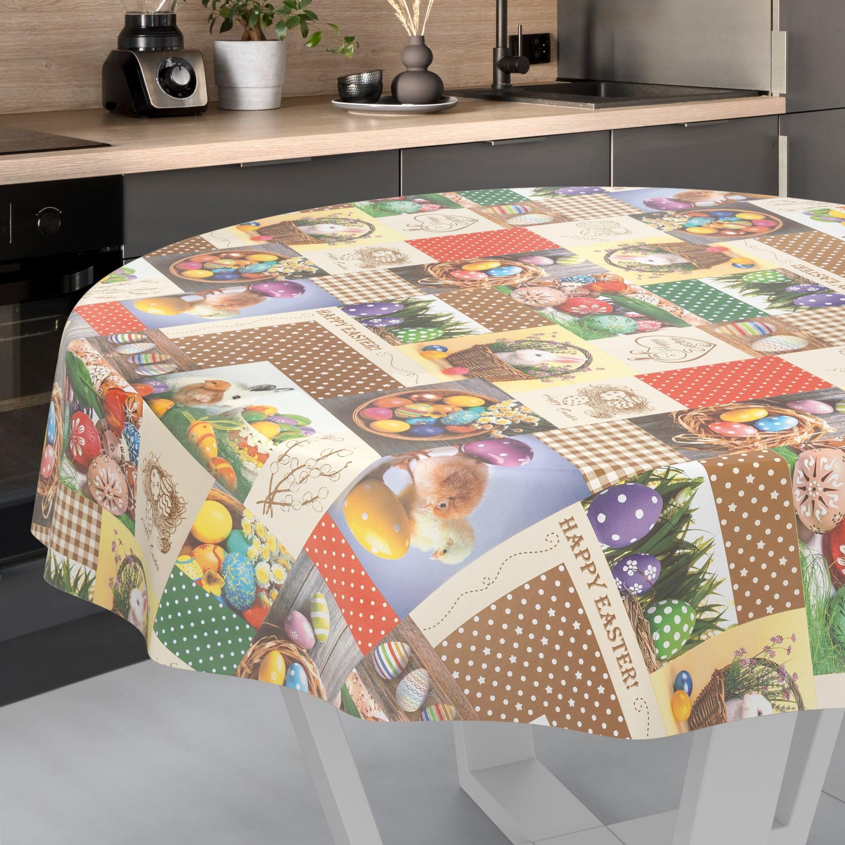 ANRO Ostara Oilcloth Tablecloth Washable Outdoor Indoor Round 140 cm Cutting Edge