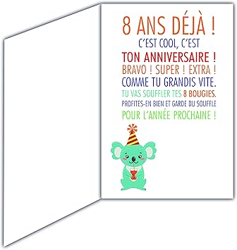 69 2108 Carte Joyeux Anniversaire 8 Ans Enfant Garcon Fille Cadeau Ecureuil Renard Oiseaux Papillons Cartes Et Papier Cartonne Com Cartes Postales