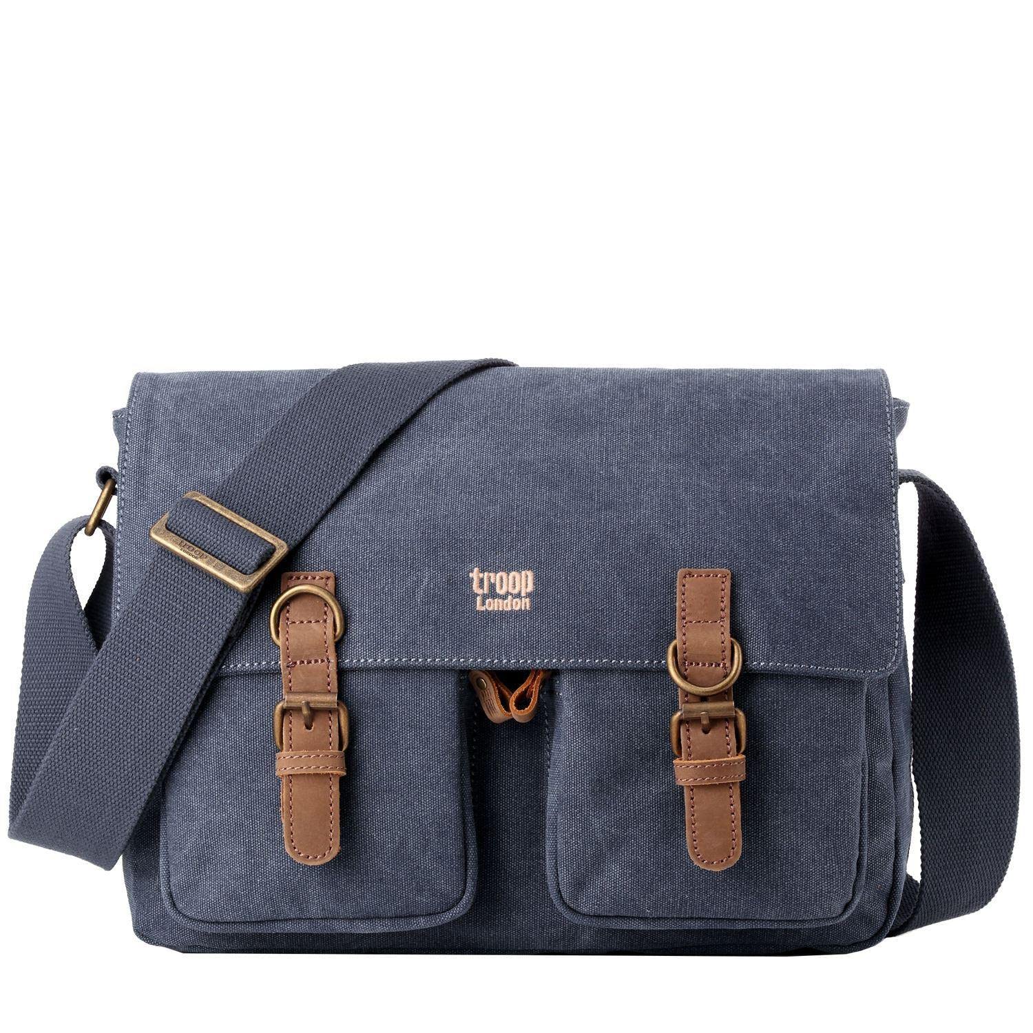 Troop London TRP0210 Classic Canvas Messenger Bag Blue