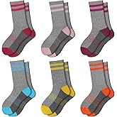 Comfoex Girls Crew Socks Athletic Half Cushioned Long Socks Cotton Calf Socks For Kids 6 Pairs