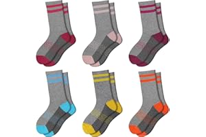 Comfoex Girls Crew Socks Athletic Half Cushioned Long Socks Cotton Calf Socks For Kids 6 Pairs