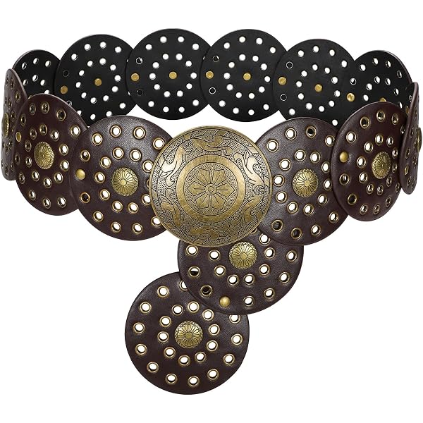 OVOY Wide-Disc-Western-Belt-Womens Vintage Rivet Belts 